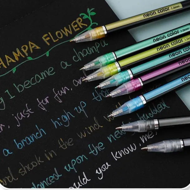 Glitter Gel Pen Color Neutral Pen Ballpoint Pen Hand Account Pen Children's Luminous Flashing Stars Special Color for Note-taking