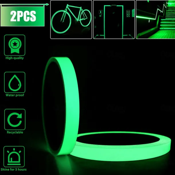 Glow In The Dark Self-adhesive Tape Light Safe Luminous Tape Sticker 1m X 3cm Waterproof Removable Durable Wearable Stable Safety