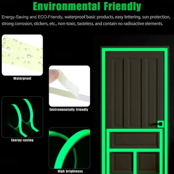 Glow In The Dark Self-adhesive Tape Light Safe Luminous Tape Sticker 1m X 3cm Waterproof Removable Durable Wearable Stable Safety