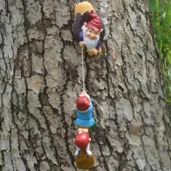 Gnome Garden Decor, 1pc Garden Gnome Statue, Climbing Gnomes Fairy Tree Hugger Garden Art Outdoor For Four Seasons Decor, Resin Crafts Ornaments For Patio, Lawn, Yard Art Decoration