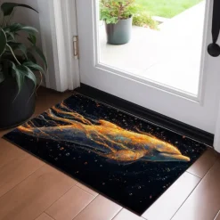 Gold Dolphin Doormat Non-Slip Oil Proof Rug Indoor Outdoor Mat Bedroom Decor Bathroom Mat Entrance Rug Door Mat