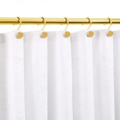 Gold Shower Curtain Hooks, Rustproof Shower Curtain Rings for Bathroom, Metal Shower Hooks for Shower Curtain Rod, Modern Decorative Shower Curtain Hangers Set of 12, Round Heavy Duty Design