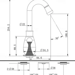 Gold Two Handle High Arc Widespread Bathroom Sink Faucet 3 Hole with Solid Brass Body Widespread Bathroom Faucet