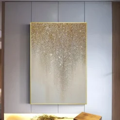 Golden Silver Starry Sky Abstract Oil Painting 100% Handmade Hand Painted Wall Art On Canvas Home Decoration Decor Rolled Canvas No Frame Unstretched