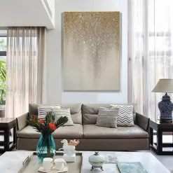 Golden Silver Starry Sky Abstract Oil Painting 100% Handmade Hand Painted Wall Art On Canvas Home Decoration Decor Rolled Canvas No Frame Unstretched