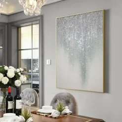 Golden Silver Starry Sky Abstract Oil Painting 100% Handmade Hand Painted Wall Art On Canvas Home Decoration Decor Rolled Canvas No Frame Unstretched