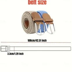 Golf Belt Unisex Stylish and Versatile Leather Belt with Buckle, Fashionable Woven Design, Elasticity, and Korean-style Casual Canvas for Men and Women