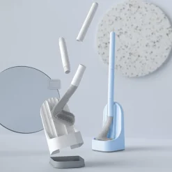 Golf Toilet Brush and Holder Set,New Base Long-Handled Toilet Brush,No Dead Ends Golf Toilet Brush Set Wall-Mounted,Deep Cleaning Silicone Toilet Bowl Brush with Non-Slip Long Handle