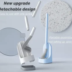 Golf Toilet Brush and Holder Set,New Base Long-Handled Toilet Brush,No Dead Ends Golf Toilet Brush Set Wall-Mounted,Deep Cleaning Silicone Toilet Bowl Brush with Non-Slip Long Handle