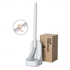 Golf Toilet Brush and Holder Set,New Base Long-Handled Toilet Brush,No Dead Ends Golf Toilet Brush Set Wall-Mounted,Deep Cleaning Silicone Toilet Bowl Brush with Non-Slip Long Handle