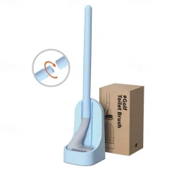 Golf Toilet Brush and Holder Set,New Base Long-Handled Toilet Brush,No Dead Ends Golf Toilet Brush Set Wall-Mounted,Deep Cleaning Silicone Toilet Bowl Brush with Non-Slip Long Handle