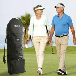 Golf Travel Bag with Wheels Heavy-Duty Golf Club Travel Cover Adjustable Strap Universal Size for Airlines Golf Aviation Bag