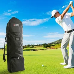 Golf Travel Bag with Wheels Heavy-Duty Golf Club Travel Cover Adjustable Strap Universal Size for Airlines Golf Aviation Bag