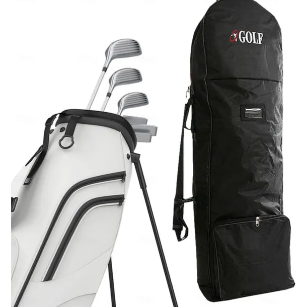 Golf Travel Bag with Wheels Heavy-Duty Golf Club Travel Cover Adjustable Strap Universal Size for Airlines Golf Aviation Bag