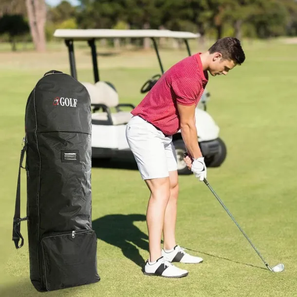 Golf Travel Bag with Wheels Heavy-Duty Golf Club Travel Cover Adjustable Strap Universal Size for Airlines Golf Aviation Bag