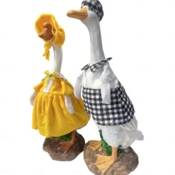 Goose Dress Up Holiday Party Home Decor Creative Fruit Pattern Series Porch Goose Set for Cement Goose Statue Outdoor Decor