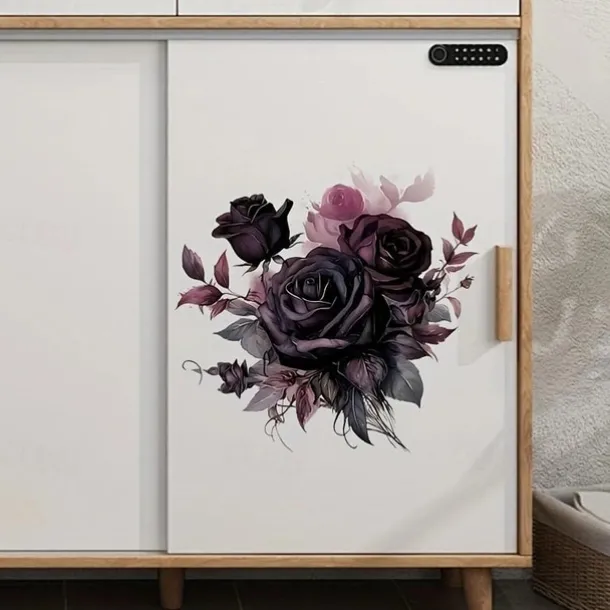 Gothic Rose Toilet Lid Decal - Easy Stick, Removable Bathroom Decor Sticker, Perfect for Home & Romantic Gifts, Funny And Cute, Wall Stickers, Toilet Decoration Tools