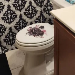 Gothic Rose Toilet Lid Decal - Easy Stick, Removable Bathroom Decor Sticker, Perfect for Home & Romantic Gifts, Funny And Cute, Wall Stickers, Toilet Decoration Tools