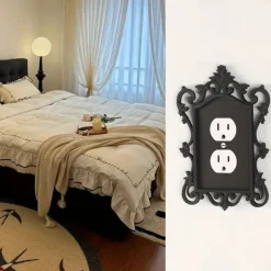 Gothic Style Switch Plate Cover 1-Pack, Decorative Home & Office Wall Plate, Durable Plastic, Artistic Design, for Halloween Decor - Screw-in Mounting, Unfinished Finish, No Electricity Required