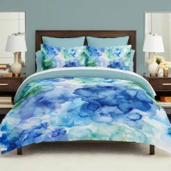 Gradient Blue Color Pattern Duvet Cover Set Comforter Set Soft 3-Piece Luxury Cotton Bedding Set Home Decor Gift King Queen Full Sizehree Piece Set