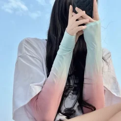 Gradient Color Ice Sleeves Women's Summer Ice Silk Sun Protection Sleeves Driving Cycling Arm Protection Anti-ultraviolet