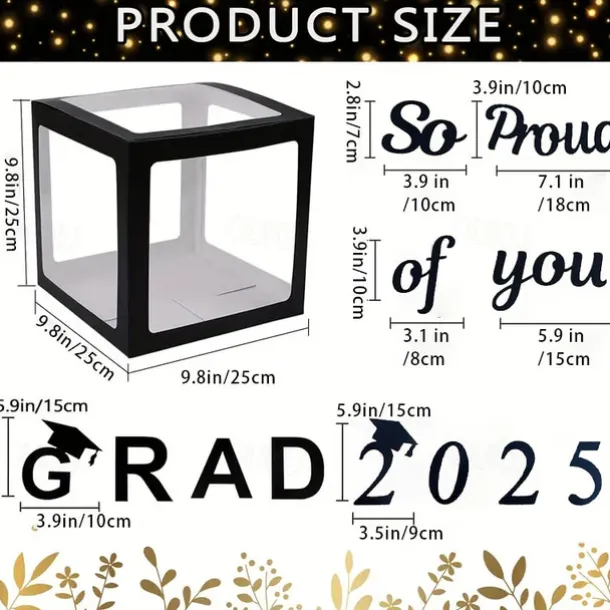 Graduation Decorations Class of 2025, 4pcs 2025 Graduation Party Black Balloon Boxes with Letters GRAD, 2025 for Preschool Kindergarten High School College Grad Party Celebration Supplies