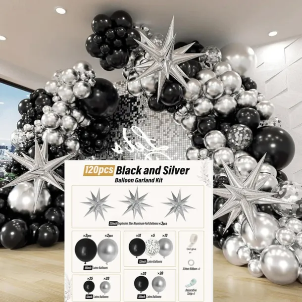 Graduation Party Balloon Decoration Set, Exploding Star Thickened Balloon Garland Kit, Birthday Party, Graduation Event, Grand Opening & Wedding Decor