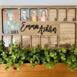 Graduation School Picture Frame, Pre-K to 12, Wooden Photo Frame for School Years (K-12), 14 Photo Slots, Ideal Graduation Gifts & Party Decor for Children and Classmates
