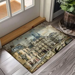 Graffiti Doormat Kitchen Mat Floor Mat Non-Slip Area Rug Oil Proof Rug Indoor Outdoor Mat Bedroom Decor Bathroom Mat Entrance Rug Eiffel Tower
