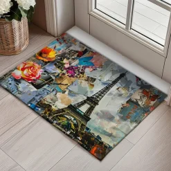 Graffiti Doormat Kitchen Mat Floor Mat Non-Slip Area Rug Oil Proof Rug Indoor Outdoor Mat Bedroom Decor Bathroom Mat Entrance Rug Eiffel Tower