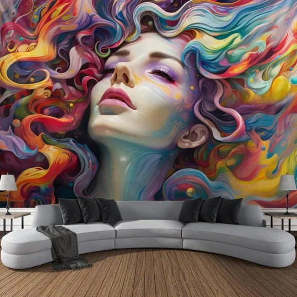 Graffiti Woman Hanging Tapestry Wall Art Large Tapestry Mural Decor Photograph Backdrop Blanket Curtain Home Bedroom Living Room Decoration