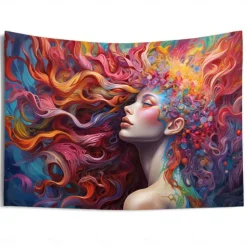 Graffiti Woman Hanging Tapestry Wall Art Large Tapestry Mural Decor Photograph Backdrop Blanket Curtain Home Bedroom Living Room Decoration