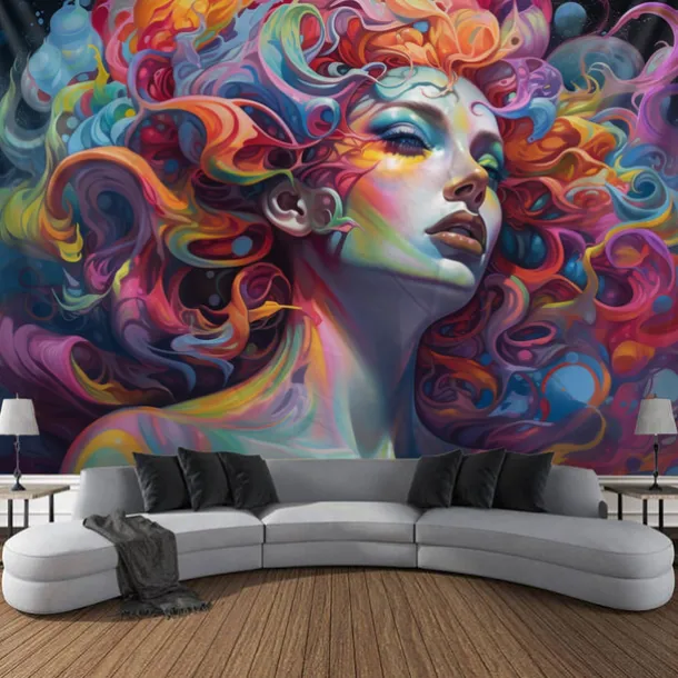 Graffiti Woman Hanging Tapestry Wall Art Large Tapestry Mural Decor Photograph Backdrop Blanket Curtain Home Bedroom Living Room Decoration
