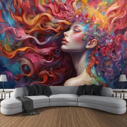 Graffiti Woman Hanging Tapestry Wall Art Large Tapestry Mural Decor Photograph Backdrop Blanket Curtain Home Bedroom Living Room Decoration
