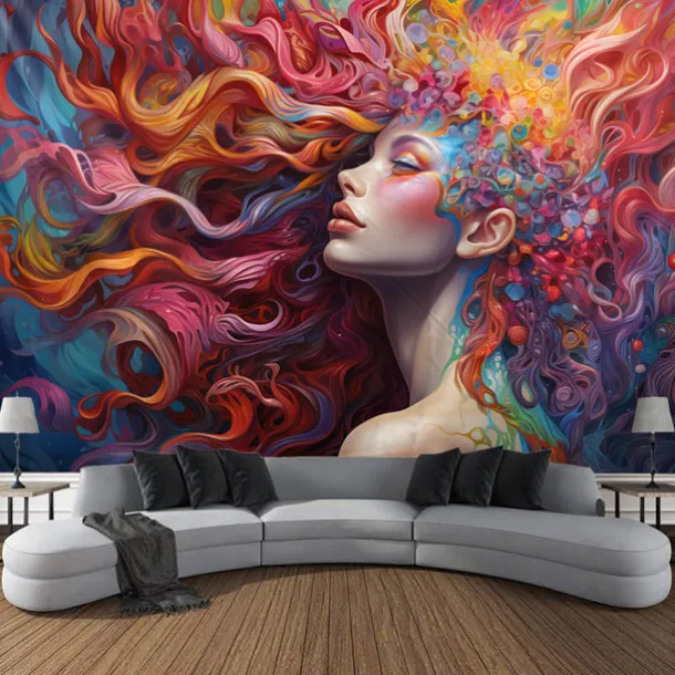 Graffiti Woman Hanging Tapestry Wall Art Large Tapestry Mural Decor Photograph Backdrop Blanket Curtain Home Bedroom Living Room Decoration