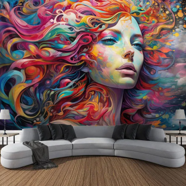 Graffiti Woman Hanging Tapestry Wall Art Large Tapestry Mural Decor Photograph Backdrop Blanket Curtain Home Bedroom Living Room Decoration