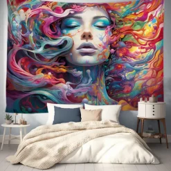 Graffiti Woman Hanging Tapestry Wall Art Large Tapestry Mural Decor Photograph Backdrop Blanket Curtain Home Bedroom Living Room Decoration