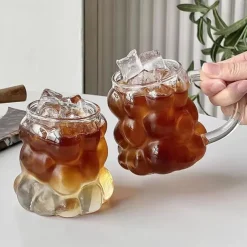 Grape-Shaped Glass Mug, High Borosilicate Glass Cup with Handle, Milk, Coffee, Tea, Breakfast Drinkware