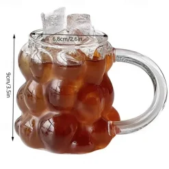 Grape-Shaped Glass Mug, High Borosilicate Glass Cup with Handle, Milk, Coffee, Tea, Breakfast Drinkware