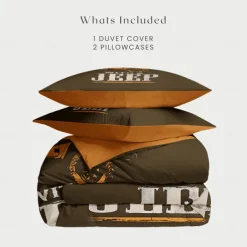 Graphic Car Old Man Duvet Cover Set Vintage Retro Style Soft Durable Microfiber Quilt Cover with Pillowcases Unique Bedroom Decor