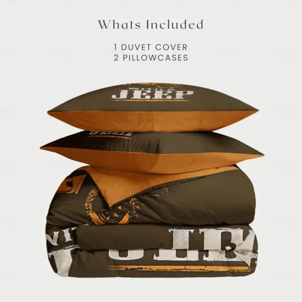 Graphic Car Old Man Duvet Cover Set Vintage Retro Style Soft Durable Microfiber Quilt Cover with Pillowcases Unique Bedroom Decor