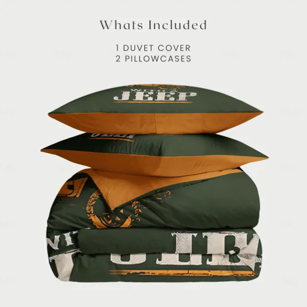 Graphic Car Old Man Duvet Cover Set Vintage Retro Style Soft Durable Microfiber Quilt Cover with Pillowcases Unique Bedroom Decor