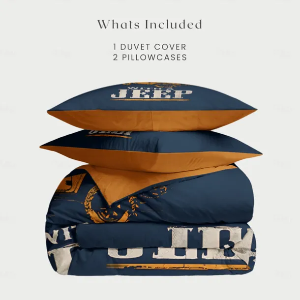 Graphic Car Old Man Duvet Cover Set Vintage Retro Style Soft Durable Microfiber Quilt Cover with Pillowcases Unique Bedroom Decor