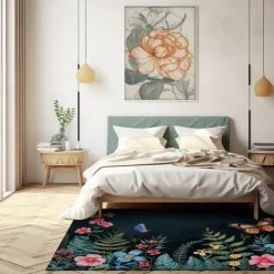 Green Butterfly Plant Area Rug Kitchen Mat Non-Slip Oil Proof Floor Mat Livingroom Rug Indoor Outdoor Mat Bedroom Decor Bathroom Mat Entrance Rug Door Mat