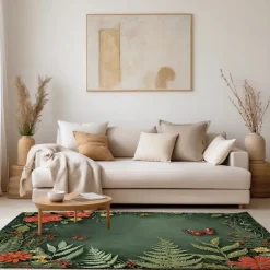 Green Butterfly Plant Area Rug Kitchen Mat Non-Slip Oil Proof Floor Mat Livingroom Rug Indoor Outdoor Mat Bedroom Decor Bathroom Mat Entrance Rug Door Mat