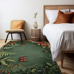 Green Butterfly Plant Area Rug Kitchen Mat Non-Slip Oil Proof Floor Mat Livingroom Rug Indoor Outdoor Mat Bedroom Decor Bathroom Mat Entrance Rug Door Mat