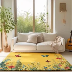 Green Butterfly Plant Area Rug Kitchen Mat Non-Slip Oil Proof Floor Mat Livingroom Rug Indoor Outdoor Mat Bedroom Decor Bathroom Mat Entrance Rug Door Mat