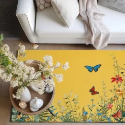 Green Butterfly Plant Area Rug Kitchen Mat Non-Slip Oil Proof Floor Mat Livingroom Rug Indoor Outdoor Mat Bedroom Decor Bathroom Mat Entrance Rug Door Mat