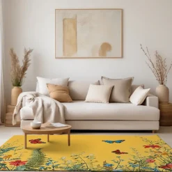 Green Butterfly Plant Area Rug Kitchen Mat Non-Slip Oil Proof Floor Mat Livingroom Rug Indoor Outdoor Mat Bedroom Decor Bathroom Mat Entrance Rug Door Mat