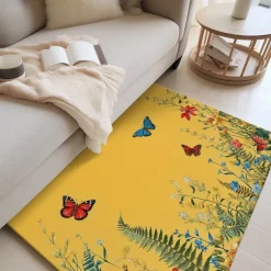 Green Butterfly Plant Area Rug Kitchen Mat Non-Slip Oil Proof Floor Mat Livingroom Rug Indoor Outdoor Mat Bedroom Decor Bathroom Mat Entrance Rug Door Mat